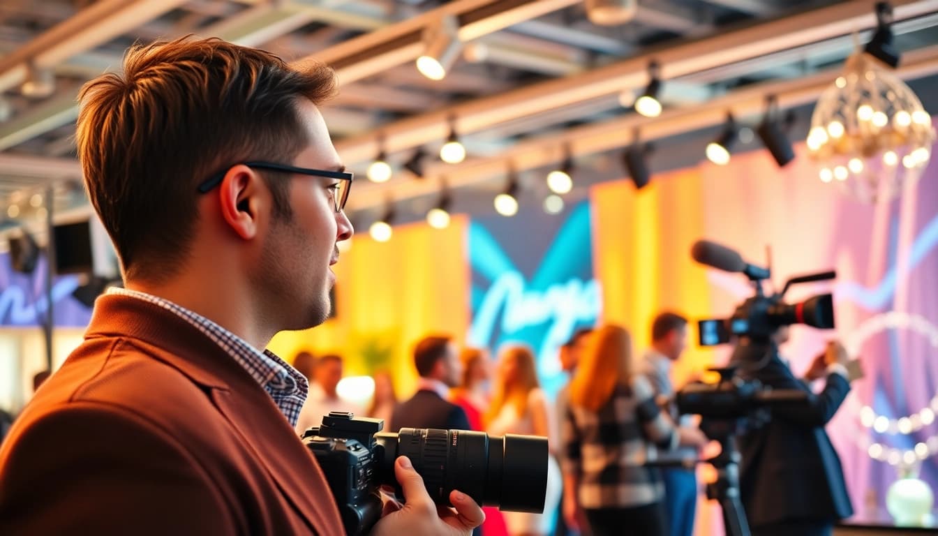Fotografo Commerciale mentre cattura momenti dinamici di un evento aziendale a Milano.