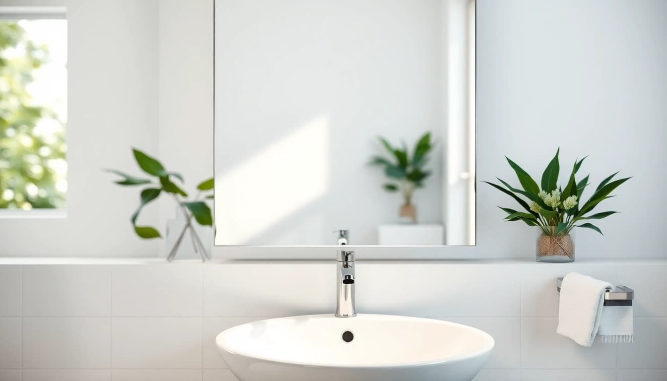 Enhance your space with a modern mirror light mirror reflecting elegance and warmth.