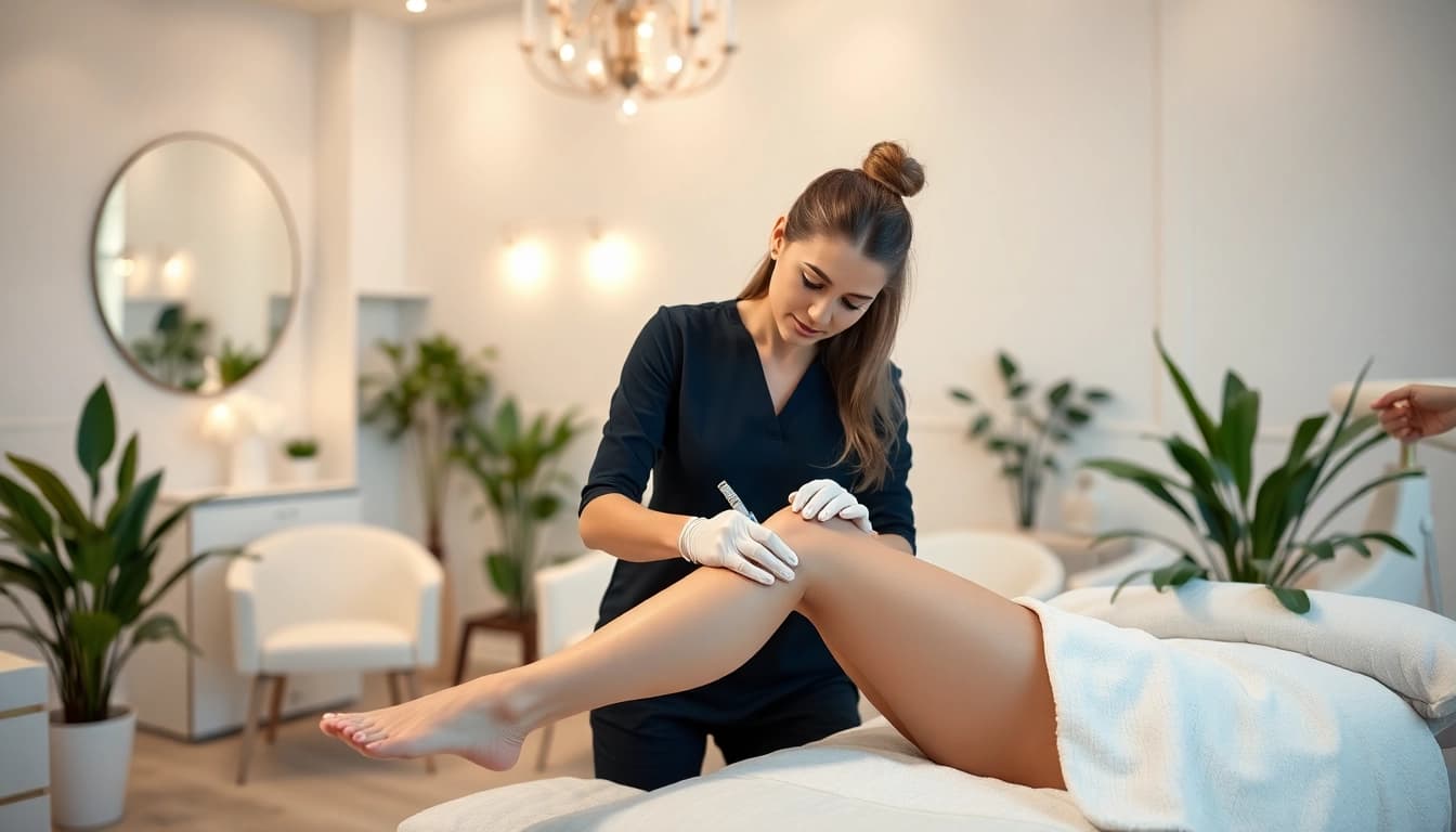 Expert waxing near me demonstrating a professional approach in a soothing salon environment.