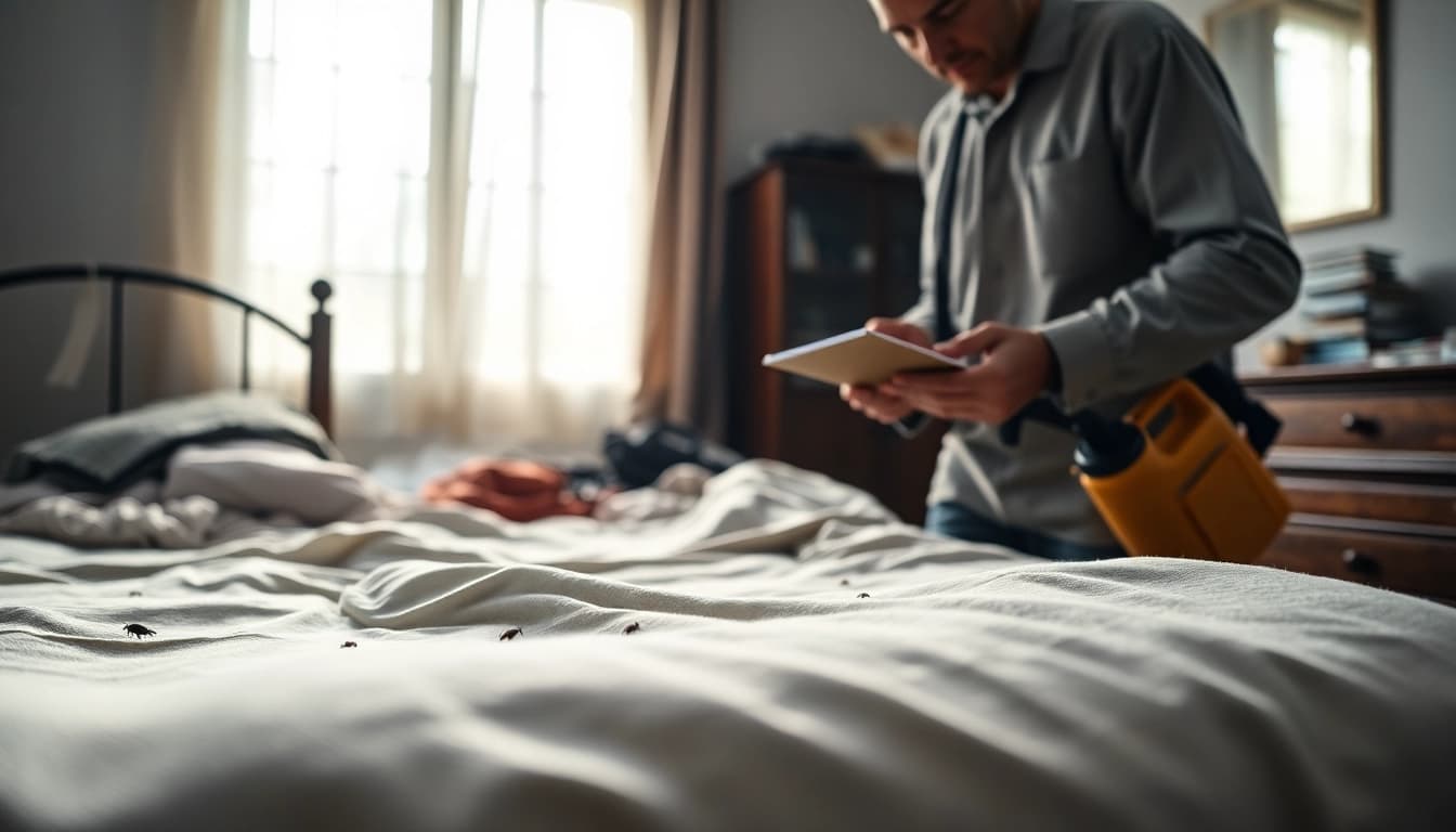 Evaluate bed bug treatment cost in a professional setting with a pest control technician.