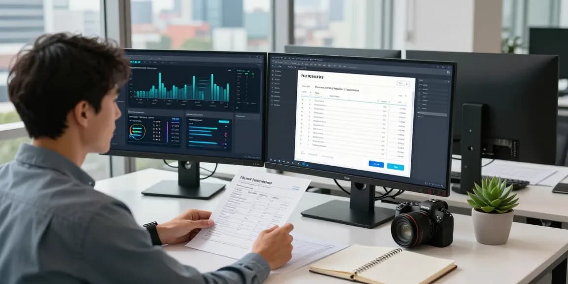 Detect fake receipt with AI technology in a professional office setting.