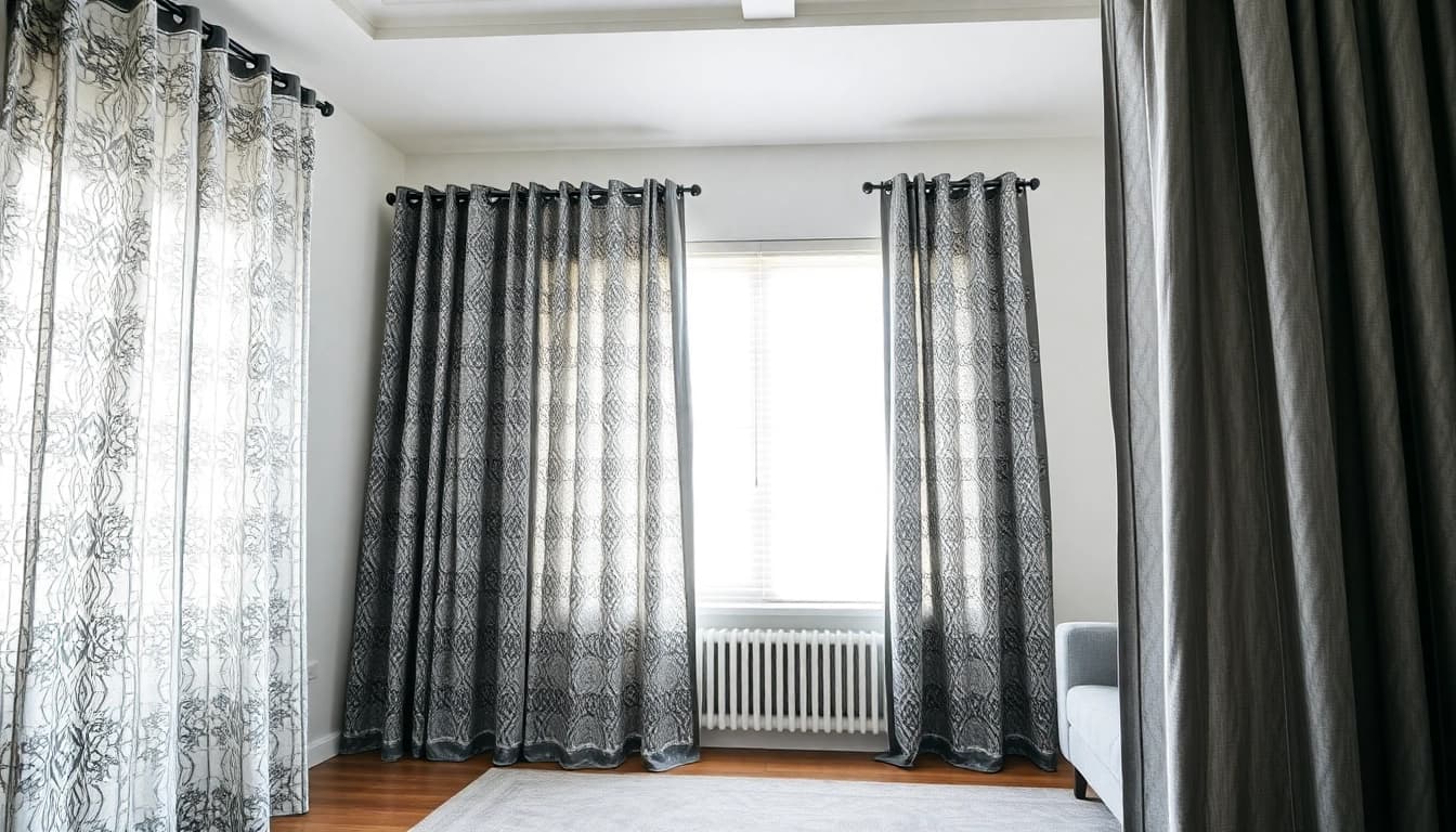 Verduisterende gordijnen in een sfeervolle woonkamer met moderne decoratie.