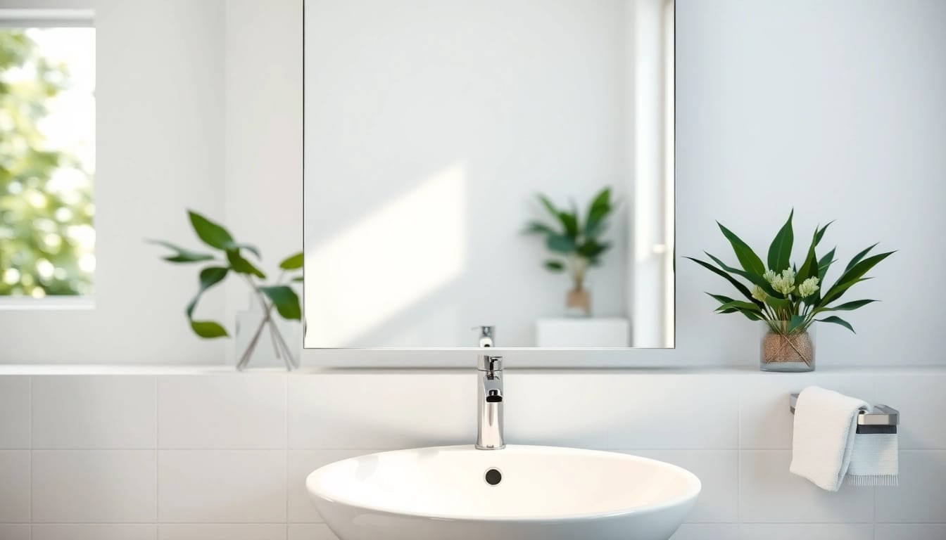 Enhance your space with a modern mirror light mirror reflecting elegance and warmth.