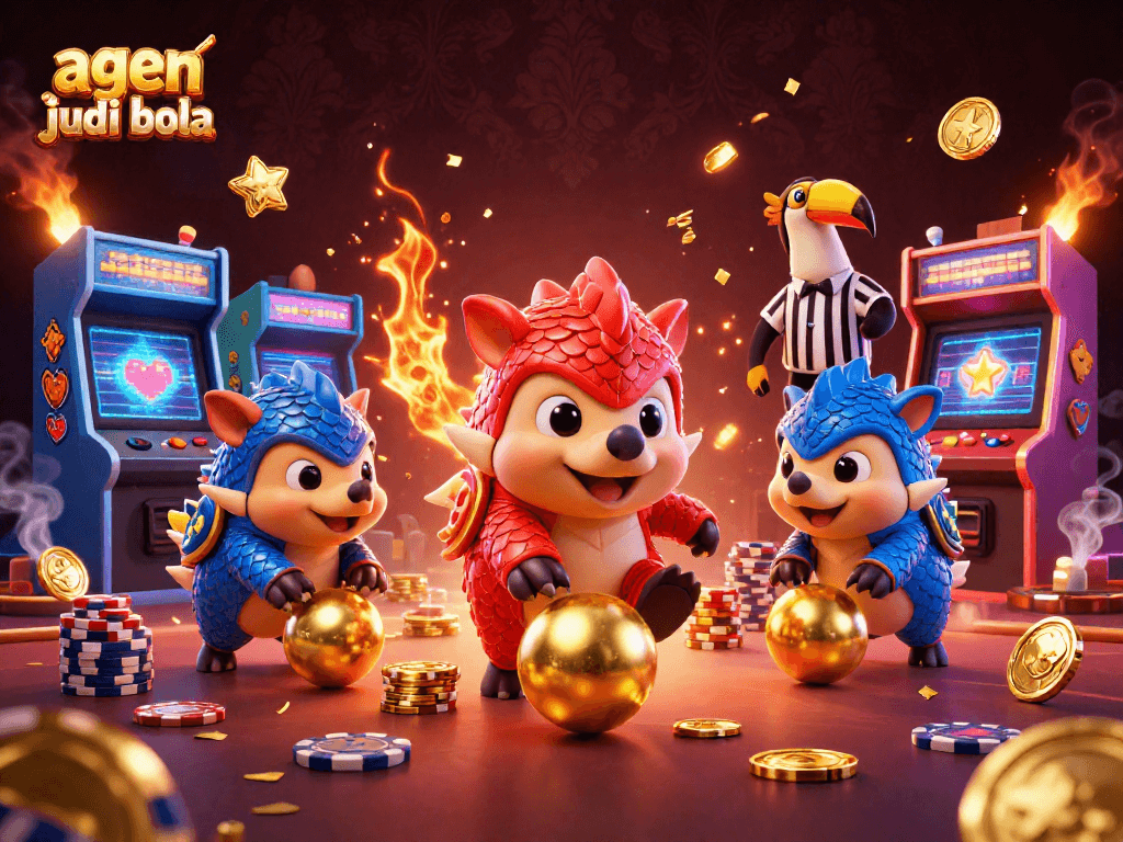 Engage in thrilling agen judi bola action with rival pangolins competing in a dynamic casino scene.
