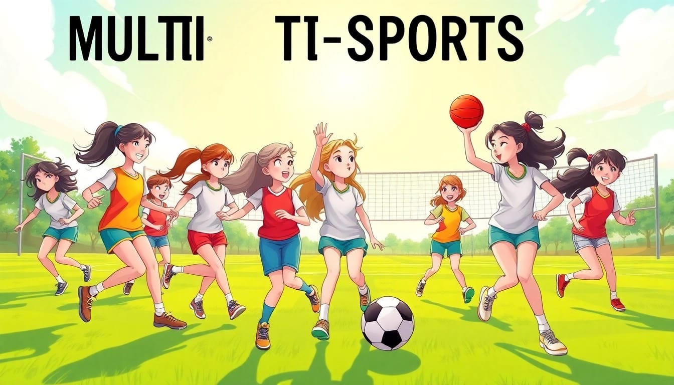 Girls participating in Multi Sports Camps for Girls, showcasing teamwork and athleticism.