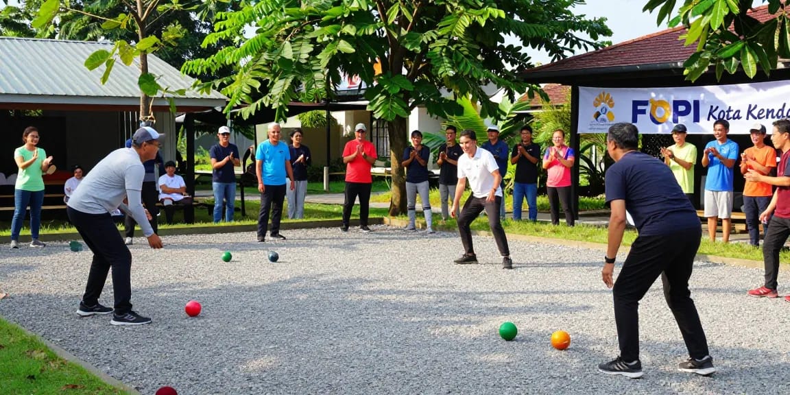 Aktivitas olahraga petanque di fopikotakendari.org dengan pemain yang antusias dan suasana kompetisi yang meriah.