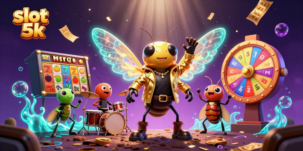 Spin winning reels and enjoy slot 5k excitement with colorful characters in this vibrant casino scene.