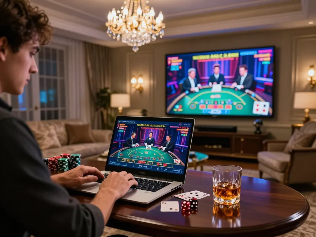 Exciting online baccarat gaming experience showcasing player engagement and live dealer interactions in a luxurious setting