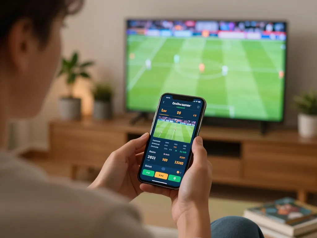 Terlibat dalam taruhan langsung di hoki77 heylink dengan smartphone, menunjukkan momen taruhan strategis di setting modern.