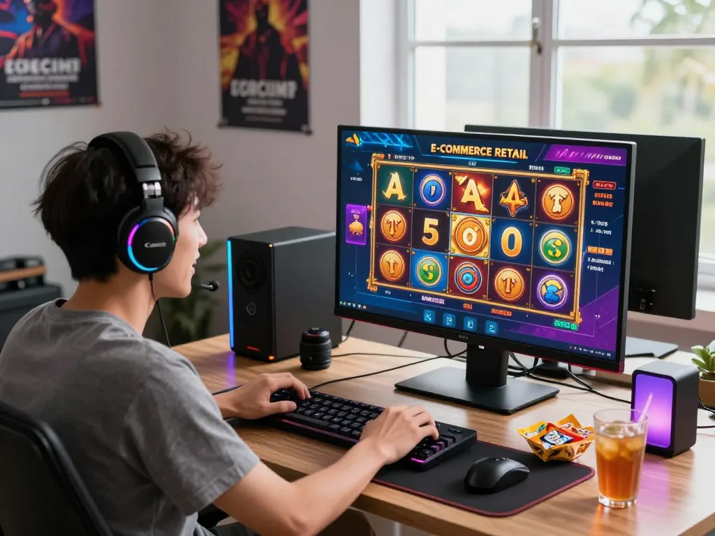 Pemain terlibat dengan permainan slot online laoban188 dalam pengaturan permainan modern.
