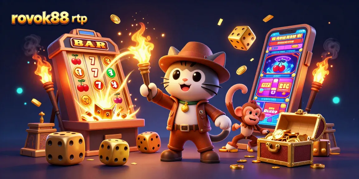 Engage with thrilling rokok88 rtp gameplay amidst golden treasures and vibrant casino elements.
