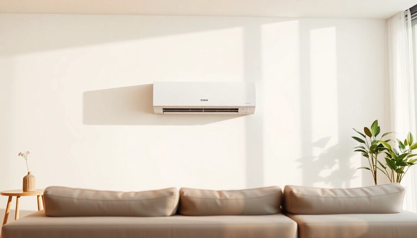 Enhancing indoor comfort with a Daikin mini split AC in a modern, bright setting.