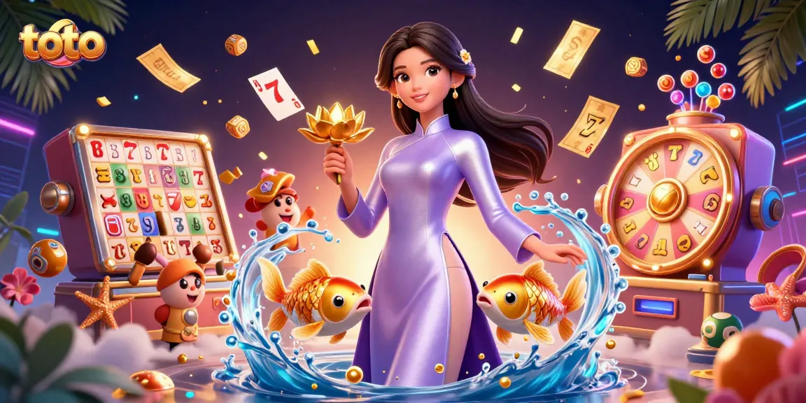 Win big at toto with vibrant slot reels and golden koi fish, enhancing the casino experience.