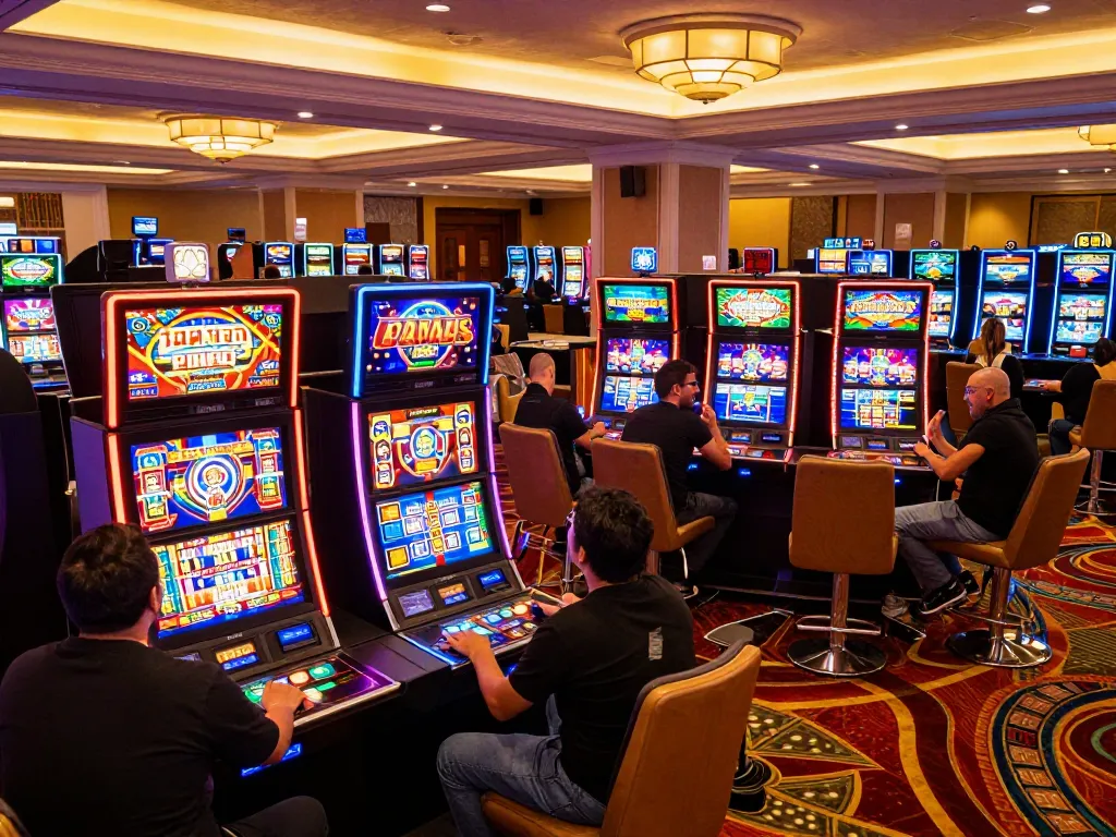 Players enjoying vibrant slot machines at 388bet casino, celebrating exciting wins during gameplay.