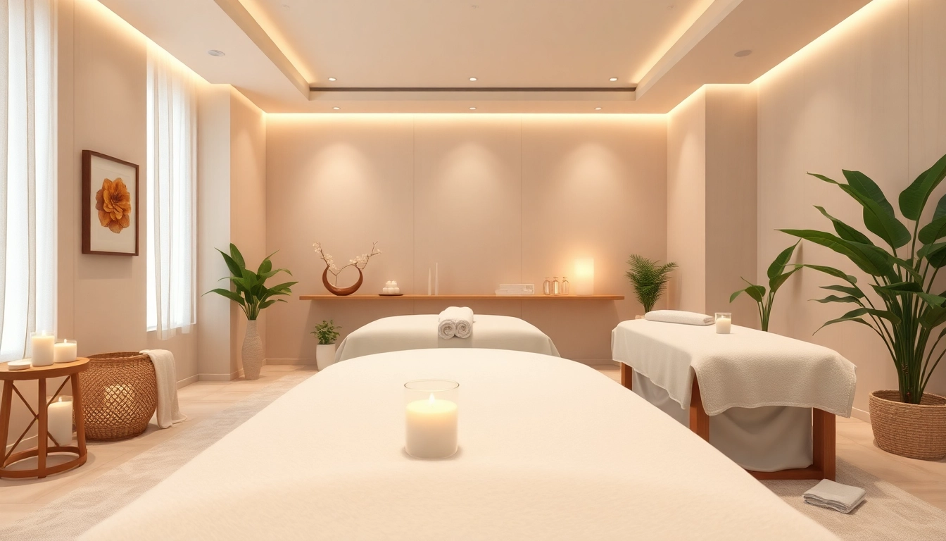 마사지 치료의 분위기와 편안함을 강조한 편안한 마사지 룸.