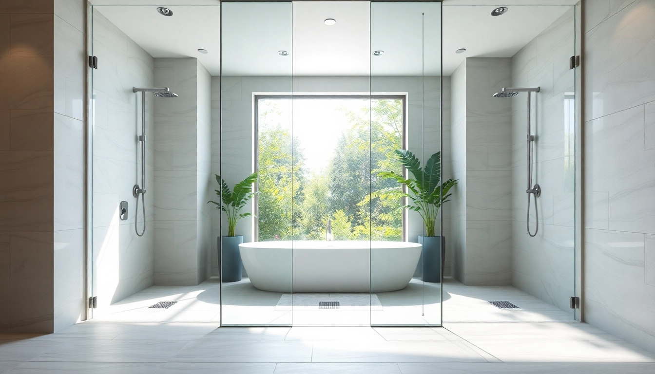 Experience elegant showers Australia with a luxurious glass shower featuring modern fixtures in a serene bathroom.