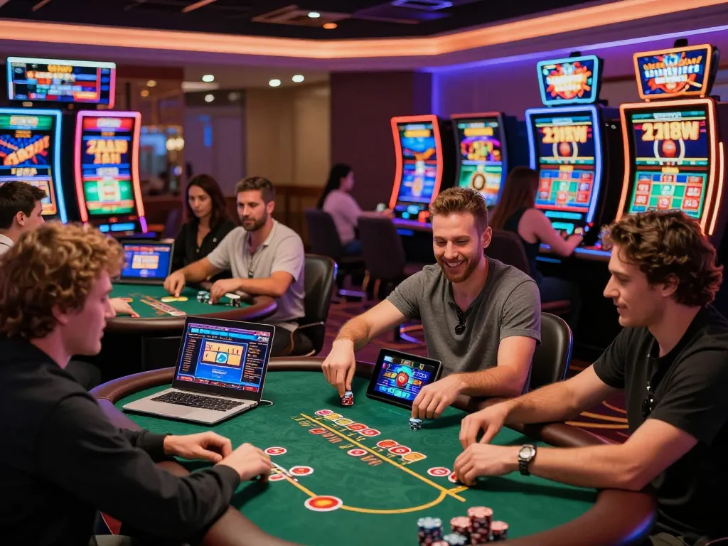 Experience the excitement at nổ hũ hubet88 with diverse players engaging in online casino games.
