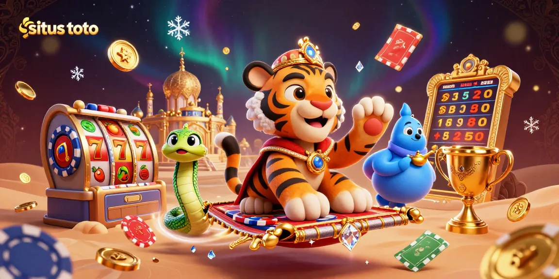 Engage with situs toto capabilities through an exciting 3D casino scene featuring vibrant slot elements and dynamic characters.