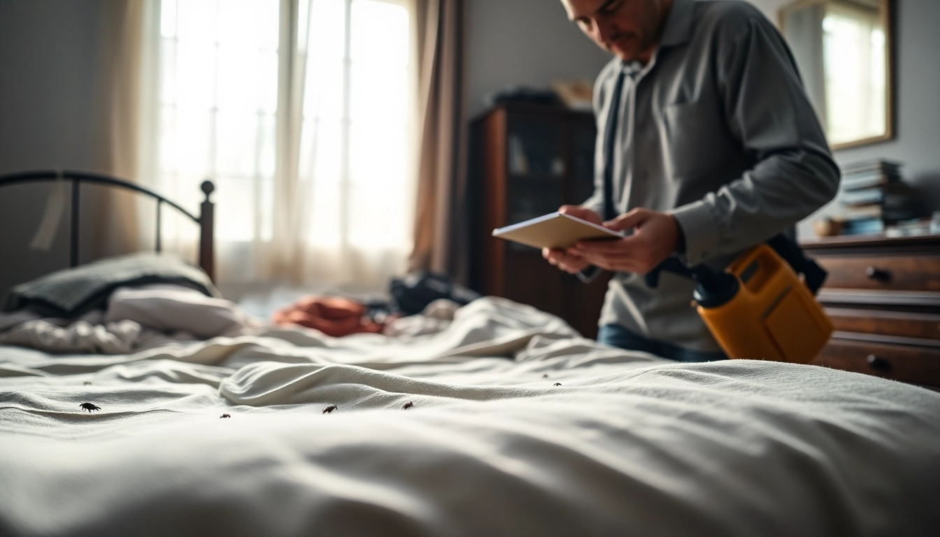 Evaluate bed bug treatment cost in a professional setting with a pest control technician.