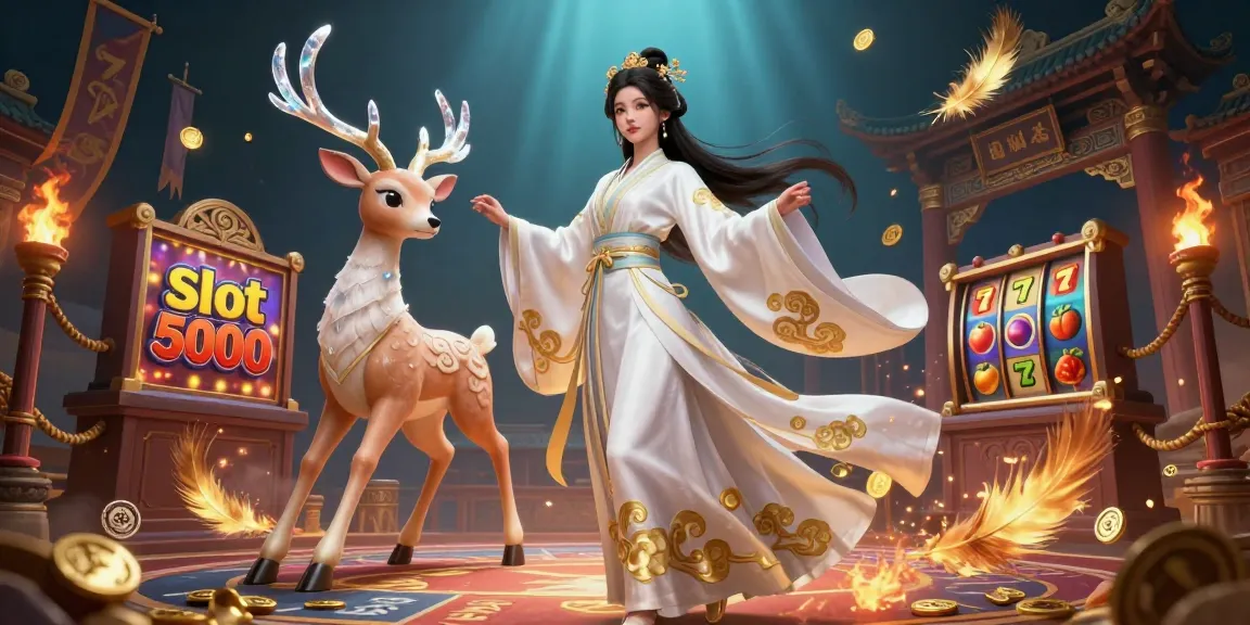 Experience the excitement of slot 5000 with dynamic slot reels, lucky 7s, and vibrant casino elements.