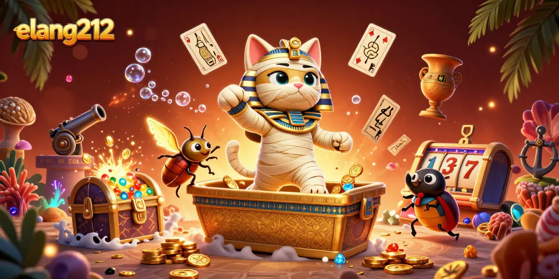 Experience the thrill of elang212 with a vibrant casino scene featuring dynamic gambling elements and characters.