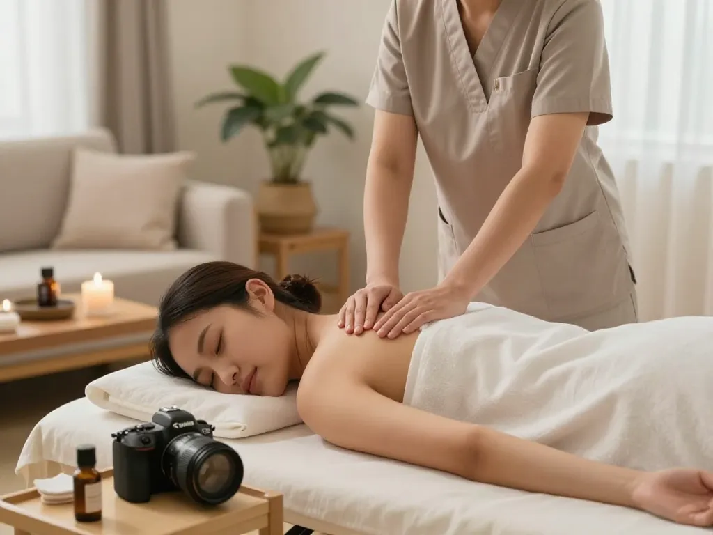 편안한 거실 환경에서 전문 치료사와 함께하는 홈 출장안마 서비스.