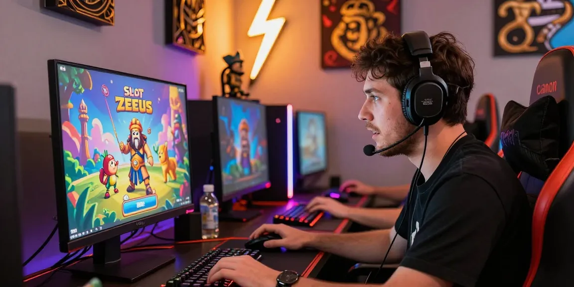 Experience the thrill of Slot Zeus in an immersive online gaming environment with vibrant lighting and engaging visuals.