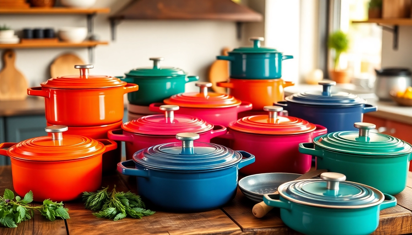 Embrace culinary creativity with Le Creuset NZ cookware in vibrant colors showcased on a rustic table.