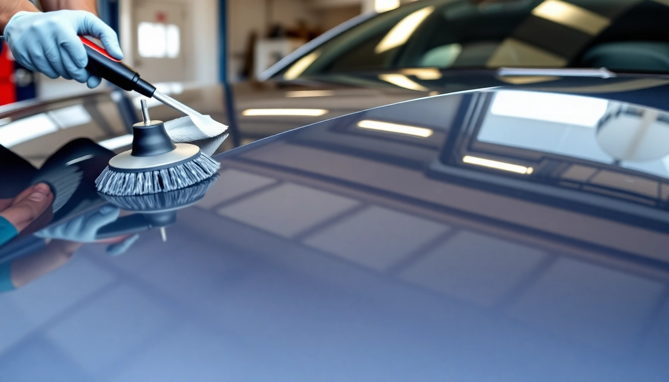 Ceramic coating Chattanooga applied to a car detailing service enhancing its shine.