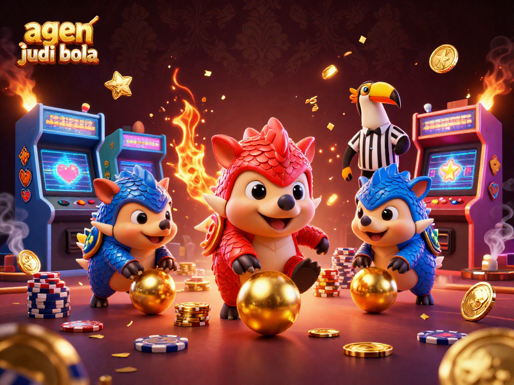 Engage in thrilling agen judi bola action with rival pangolins competing in a dynamic casino scene.