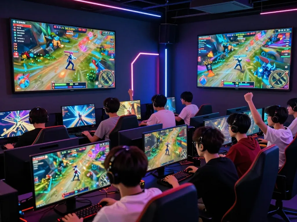 Engaging online gaming scene with players enjoying go88 multiplayer battles in a vibrant digital lounge.