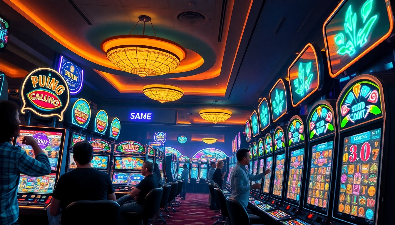 Menang besar dengan ibet44 slot di mesin slot berwarna-warni di kasino.