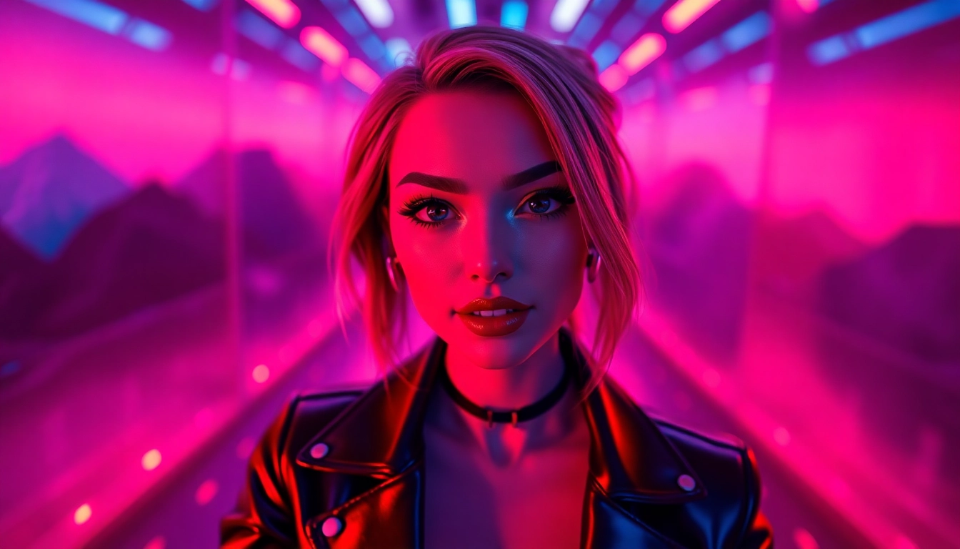Engaging NSFW AI chat with a stylish character in a vibrant digital setting.