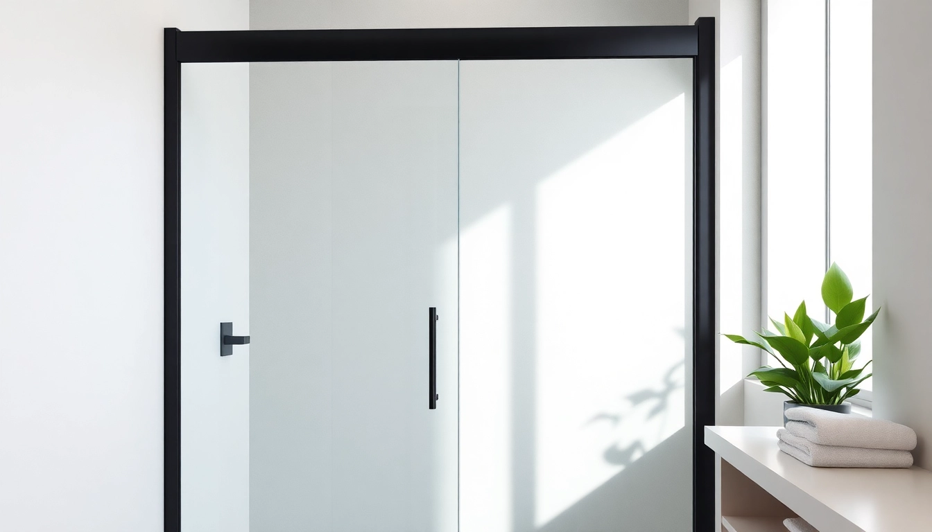 Stylish black shower door black frame featured in a modern bathroom setting, emphasizing elegance and design.