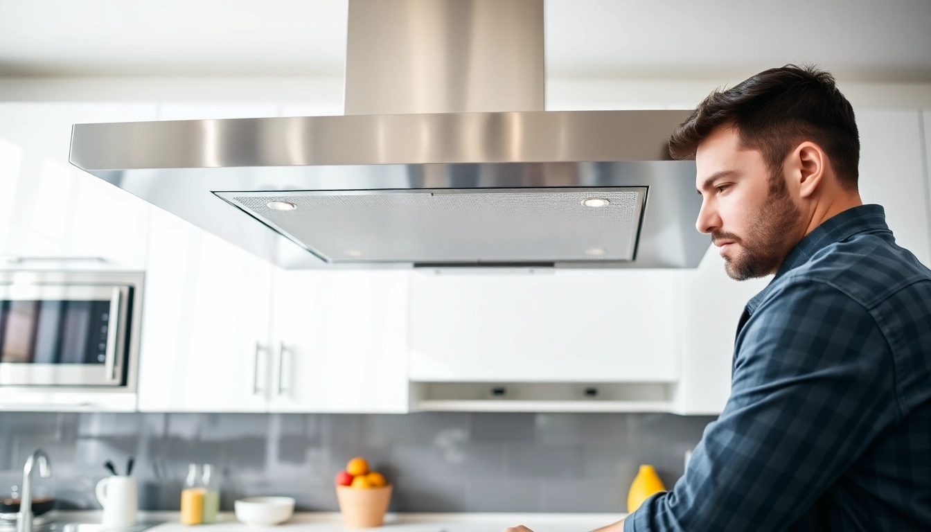 Learn about exhaust hood installation with a skilled installer in a modern kitchen setup.