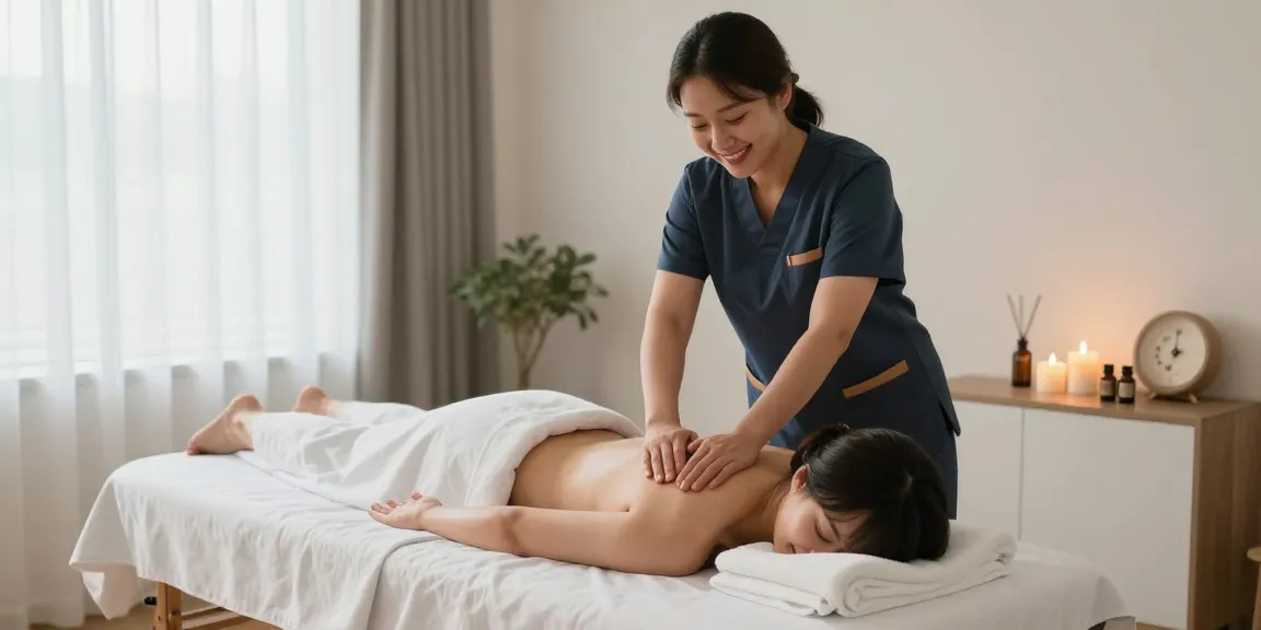 삼성동출장마사지 중인 전문 마사지사와 고객의 편안한 모습