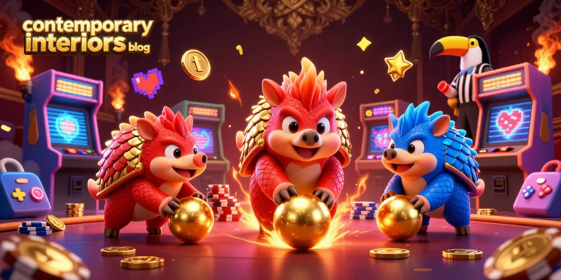 Experience the exciting rivalry between pangolins in this dynamic contemporary interiors blog-themed casino illustration.
