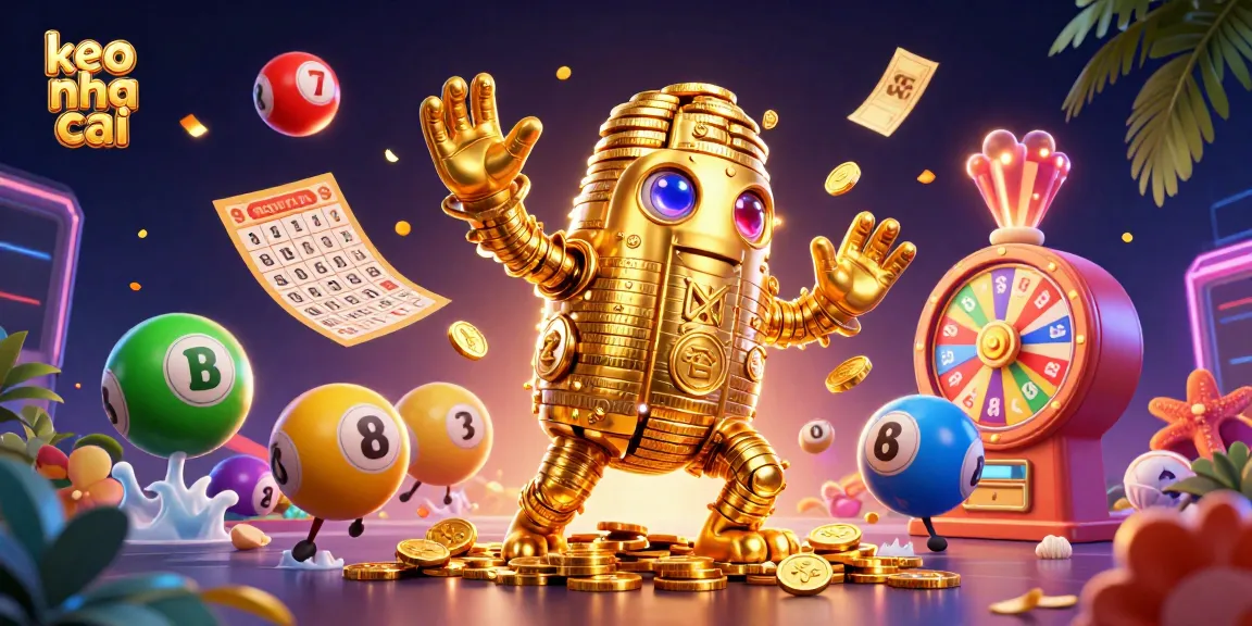 Engage with keo nha cai for thrilling betting experiences using vibrant lottery elements and a golden golem.