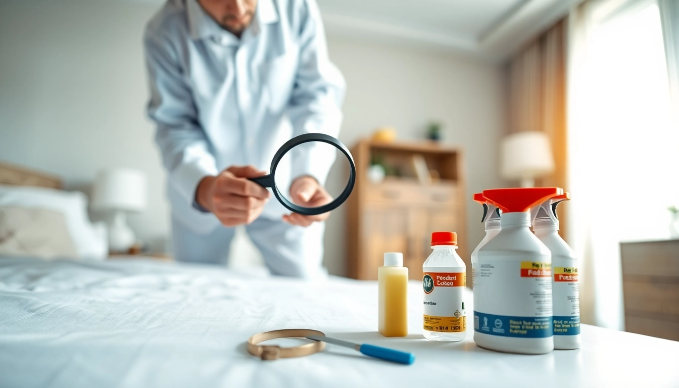 Assessing bed bug treatment cost with a professional pest control expert in a clean bedroom.