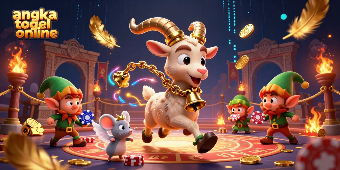 Engage in angka togel online at a vibrant, chaotic casino scene with whimsical characters.