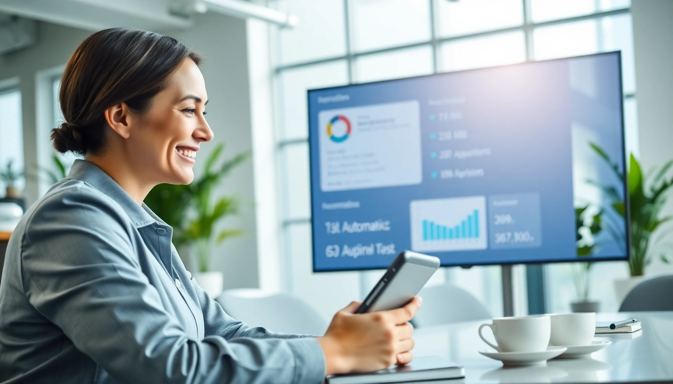 Showcasing the assistant for enterprise with a professional in an interactive office setting.