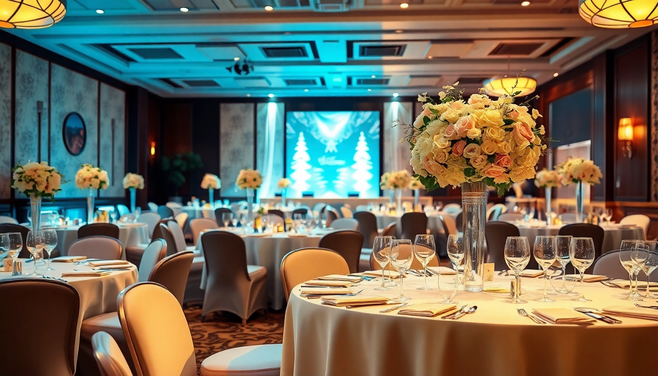 Veranstaltungsort für perfekte Feiern mit elegantem Setup und festlichem Ambiente.