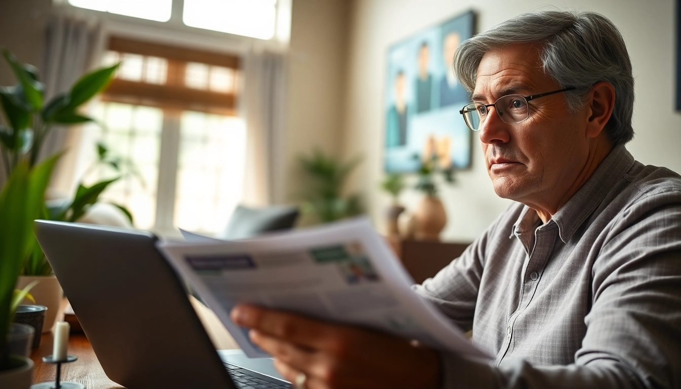 Homeowner reviewing home warranty coverage options in a cozy living room.