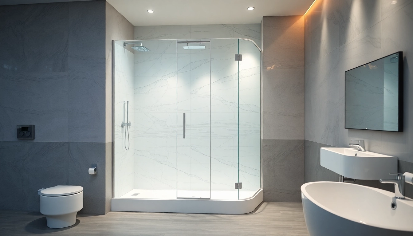 Duschkabine 90x90 komplett mit modernem Design in elegantem Badezimmer.