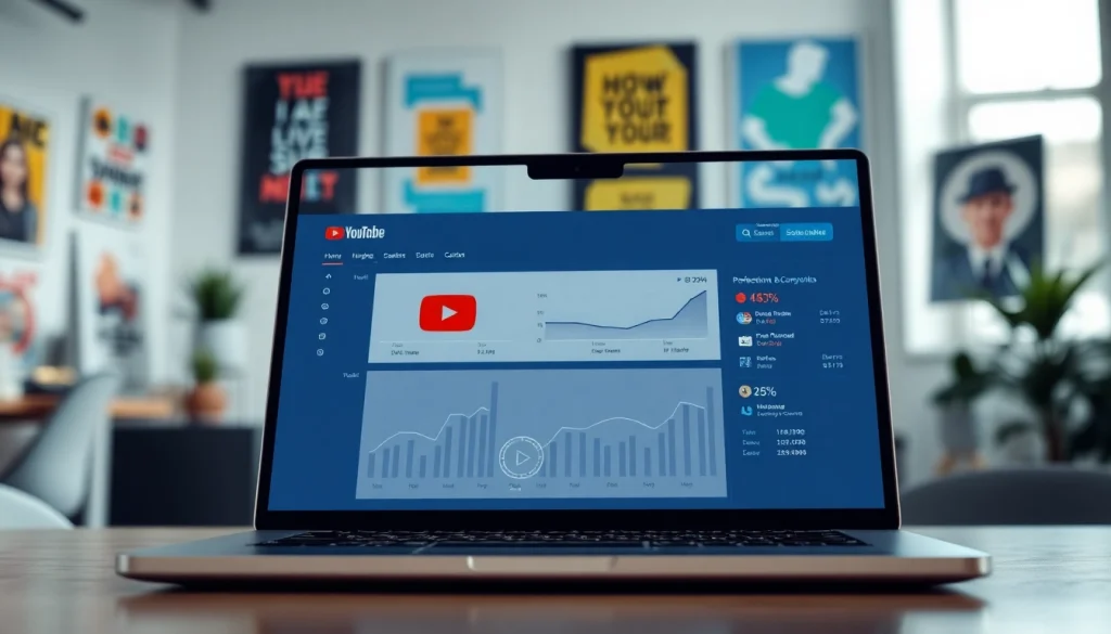Boost your channel visibility using a youtube smm panel with analytics on a laptop screen.