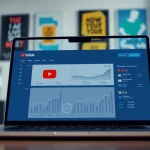 Boost your channel visibility using a youtube smm panel with analytics on a laptop screen.