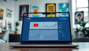 Boost your channel visibility using a youtube smm panel with analytics on a laptop screen.