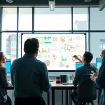 Team strategizing effective organic SEO services in a bright, modern office environment.