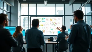 Team strategizing effective organic SEO services in a bright, modern office environment.