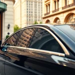 Chauffeur Hire service featuring a professional driver with a luxury car in an upscale setting.